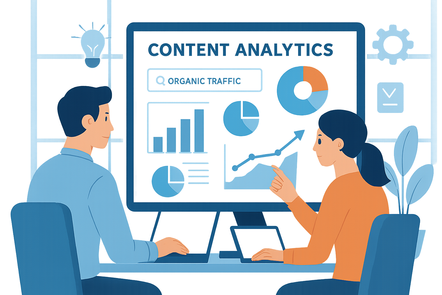 Equipo de marketing analizando resultados de una estrategia de contenidos automatizada