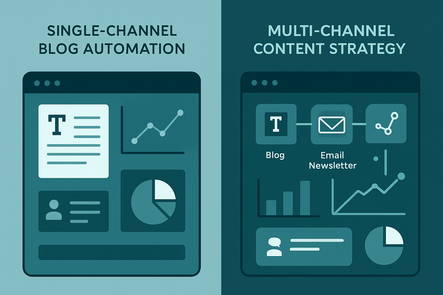 Comparativa visual entre BrIAfly y auto-post.io para automatización de contenido en WordPress