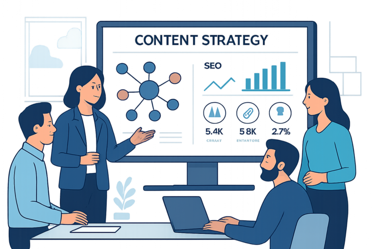 Equipo de marketing B2B analizando su estrategia de tráfico orgánico en blog