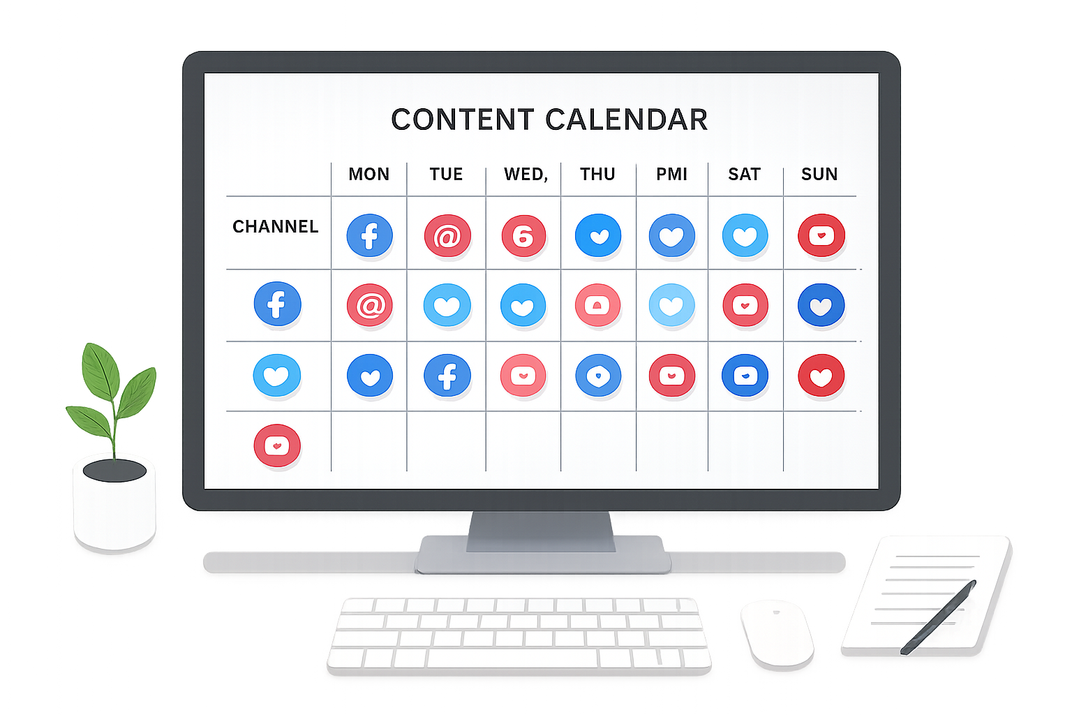 Calendario editorial centralizado para gestionar redes sociales con un equipo reducido
